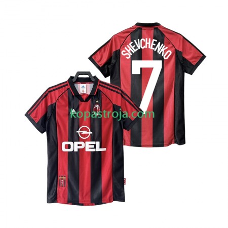 Billiga Fotbollströjor AC Milan SHEVCHENKO 7 1999 Retro Hemma tröja 1998 Kortärmad